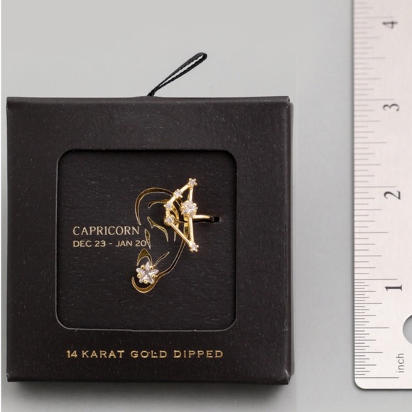 CAPRICORN 14k Gold Dipped Cuff + Stud Earring Set - Picture 4 of 7